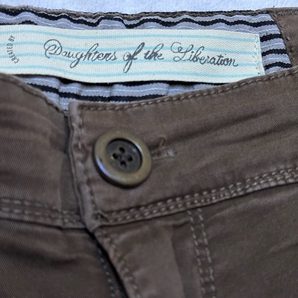 Daughters of the Liberation Anthropologie Flat Front Chino Button Close Pockets - Picture 2 of 11